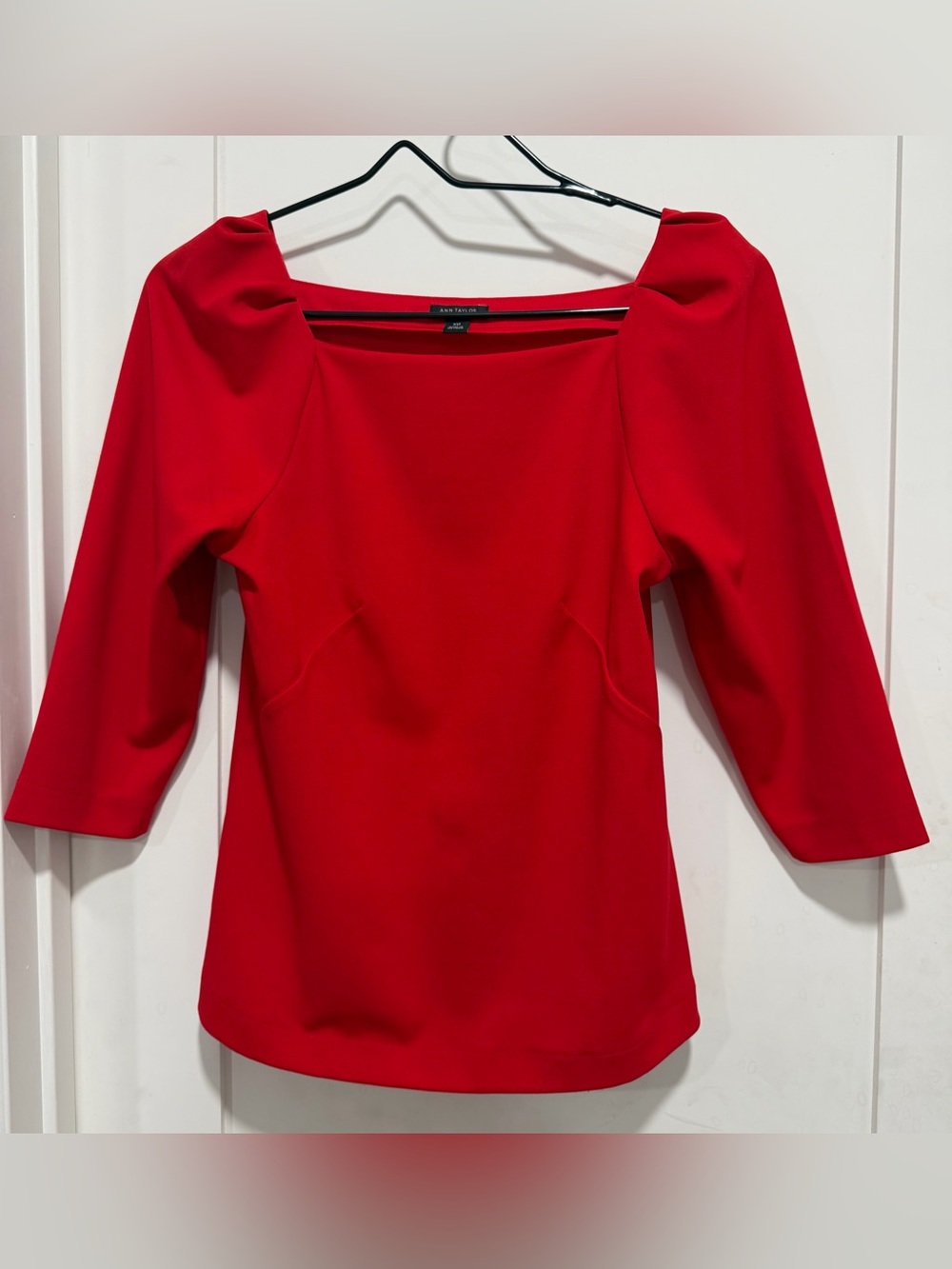 Ann Taylor Red Square Neck Blouse